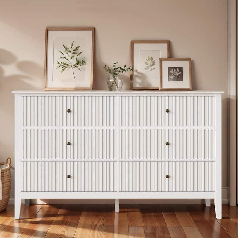 Fluted 6 Drawer Dresser, Modern Closet Organizer Dressers