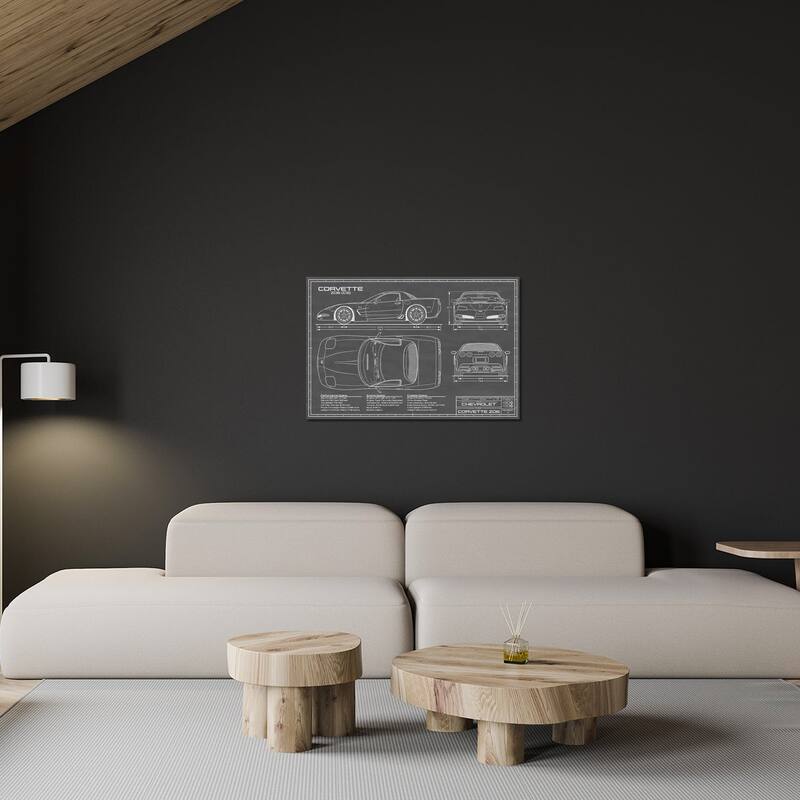 Corvette (C5) Z06 Black Print On Acrylic Glass by Action Blueprints