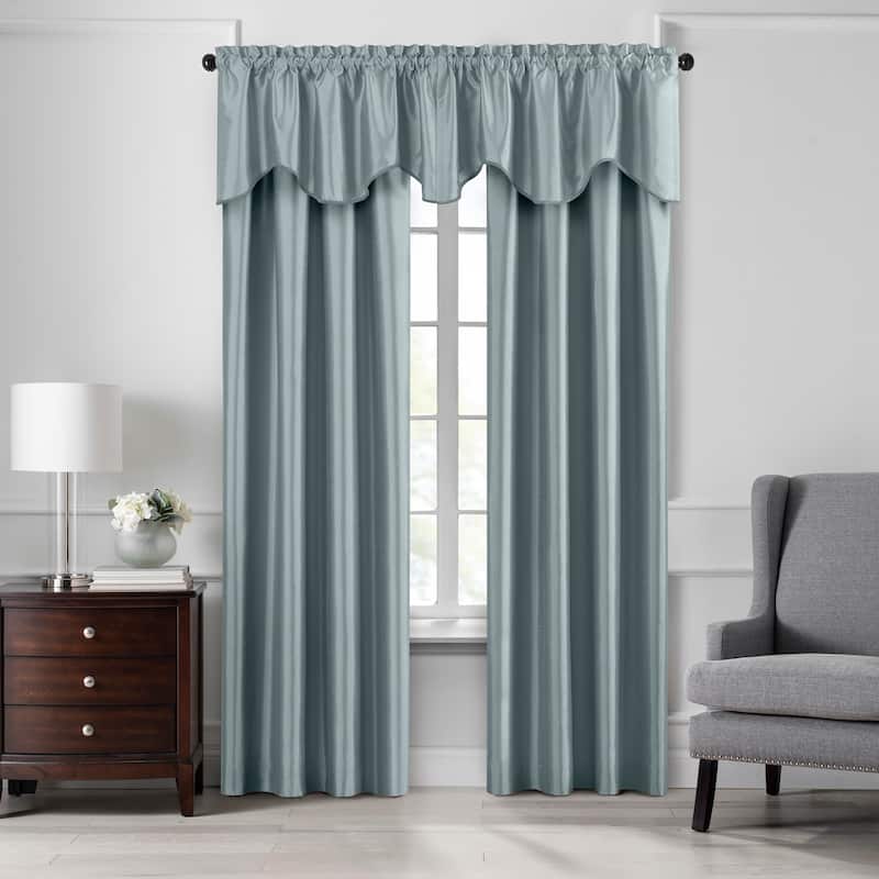 Gracewood Hollow Foster Faux Silk Scalloped Window Valance - 50"x21"