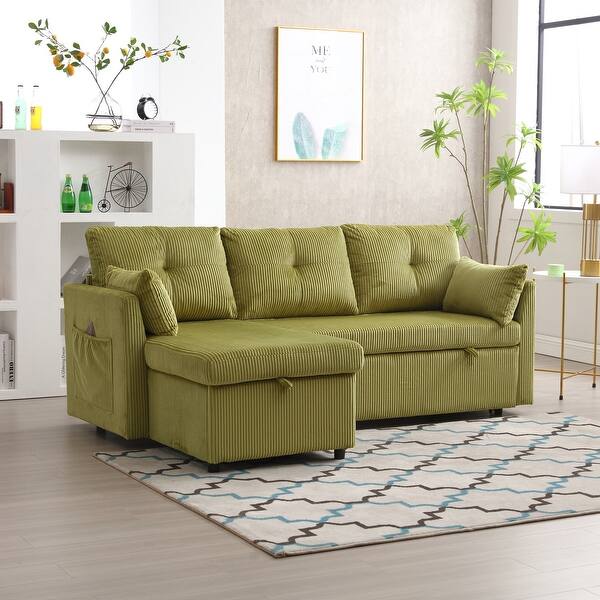 Reversible Sleeper Sectional Sofa with Storage Chaise Lounges