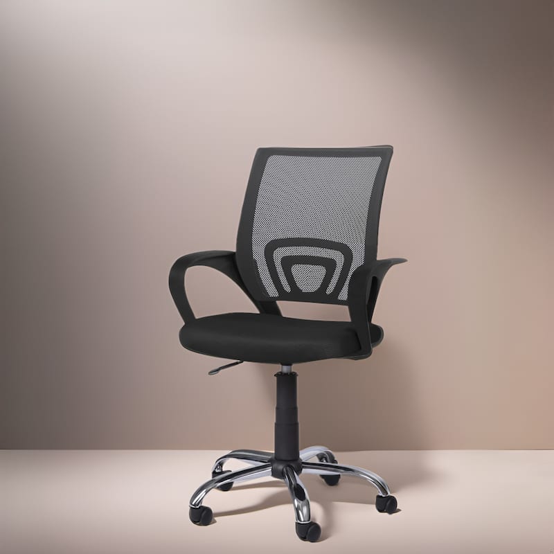 Ergonomic Home Office Desk Chair with Adjustable Lumbar Support - Black