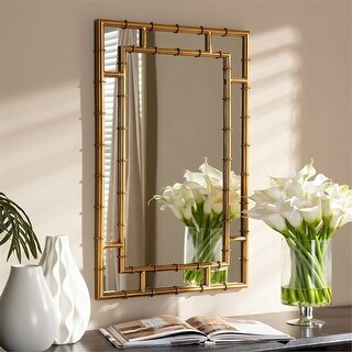 Decorative Bamboo Wall Mirror Gold - 22"x32" - Bed Bath & Beyond - 38189086