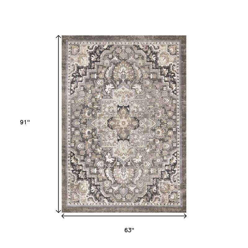 HomeRoots Medallion Modern Rectangle Area Rug - 5' X 8'