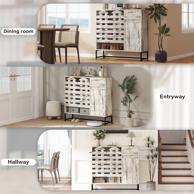 Farmhouse Cabinet, 44.3" Storage Console Table with Drawer and Cabinet for Entryway, Living Room & Kitchen
