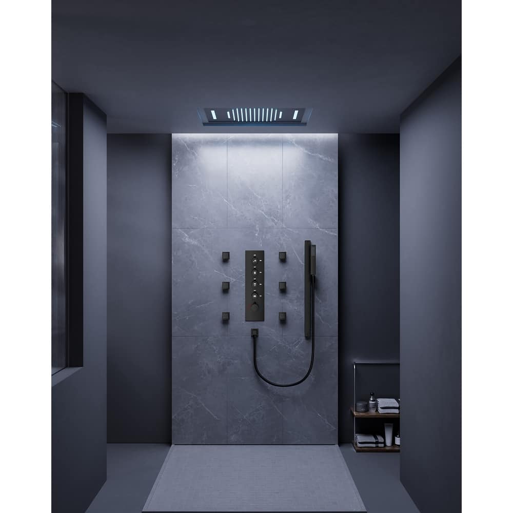 Multi-Function Thermostatic Shower System – Rainfall, Waterfall, Body Jets & LED Smart Control - 15*23