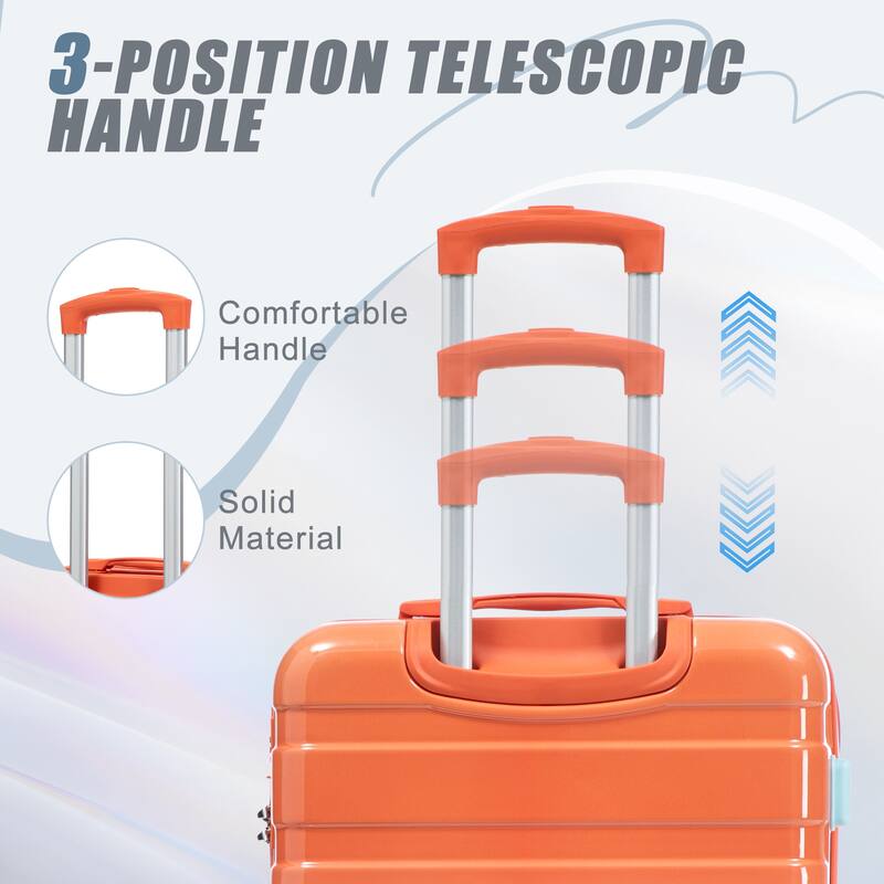 3-Piece, Modern Luggage Sets, Gradient Luggage with Combination Lock and 4 Swivel Wheels, for Boarding Travel, Blue+Red