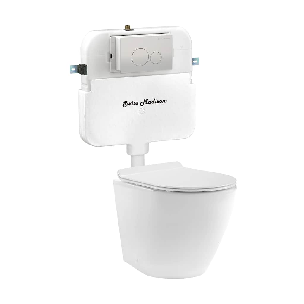 Angers Back To Wall Concealed Tank Toilet Bowl Bundle In Glossy White - 22.24" x 14.37" 16.14"