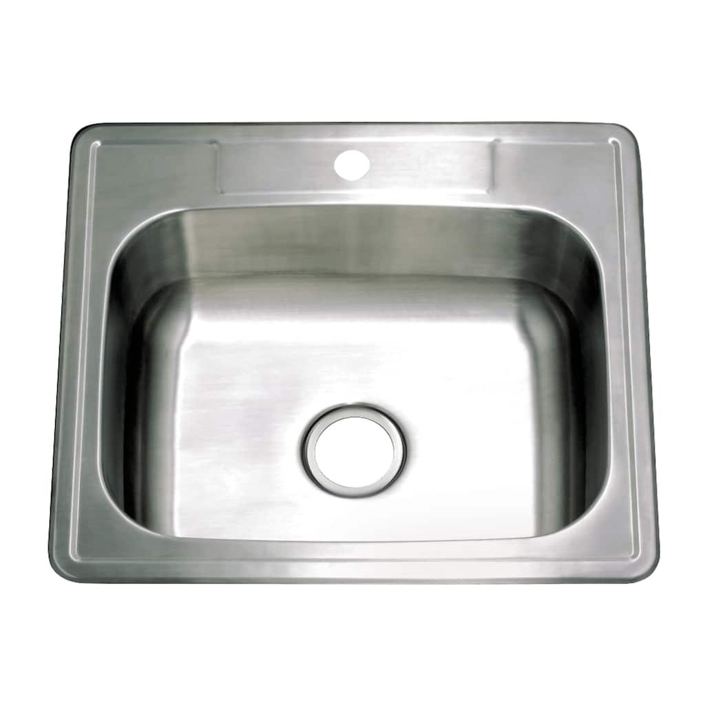 Kingston Brass Studio 25-Inch Stainless Steel Self-Rimming 1-Hole Single Bowl Drop-In Kitchen Sink in Brushed