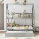 preview thumbnail 4 of 16, House and Chimney Design Pine Wood and MDF Twin over Twin House Bunk Bed with Trundle and Chimney Design