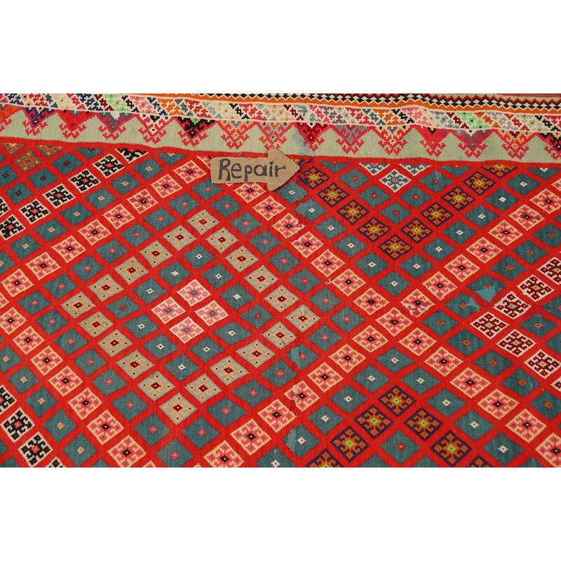 Pre-1900 Antique Vegetable Dye Kilim Persian Runner Rug - 3'2"x 17'1"