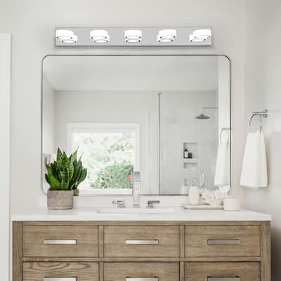 Contemporary LED Vanity Light Fixture – Chrome & Acrylic Bathroom Wall Sconce with Dimmable Lighting‌