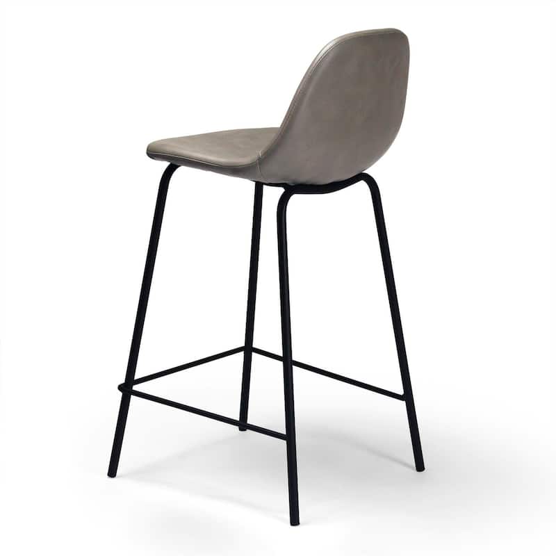 Maxine Vegan Leather Counter Height Stools Black Legs (Set of 2)