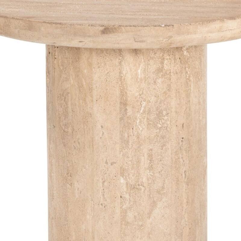 HomeRoots 15" Natural Stone Round Pedestal End Table - 15.00 in. x 15.00 in. x 15.00 in.
