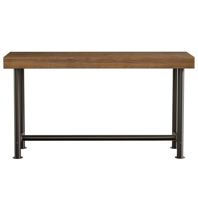 63-Inch Solid Wood Bar Height Dining Pub Table with Metal Frame