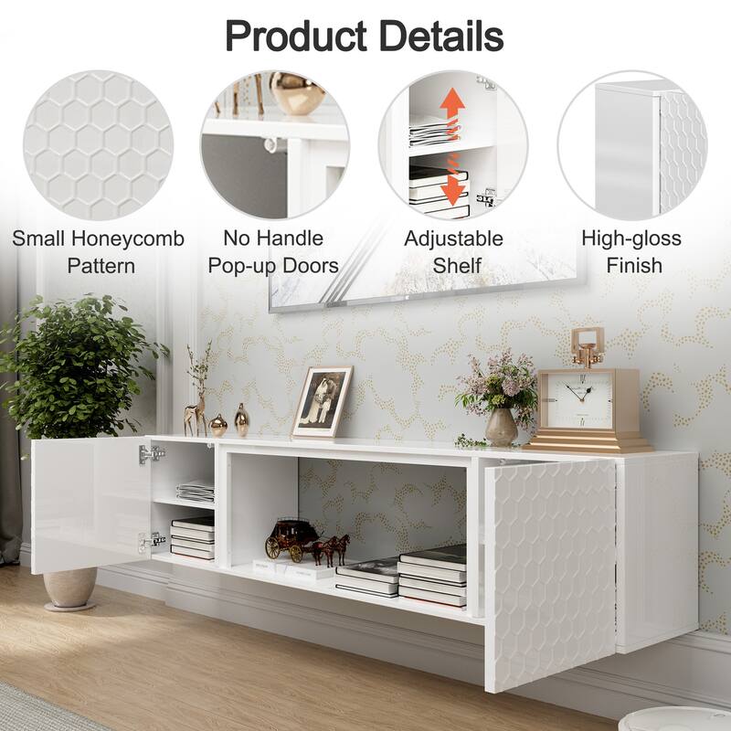 67" Wall Mount Floating TV Stand up to 80 in