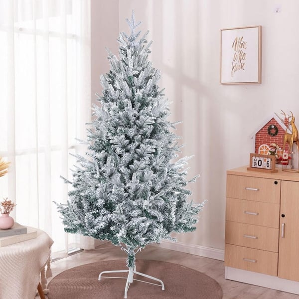Artificial Christmas Tree White Snow Covered Xmas Decorations Decor With Stand Bed Bath