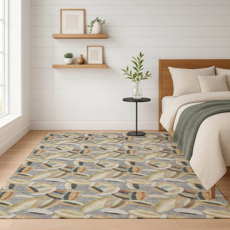 Machine Washable Indoor/ Outdoor Modern Heli Chantille Rug