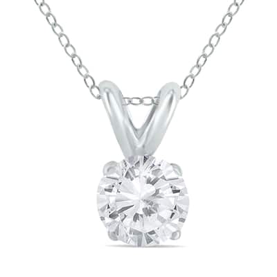 Marquee .925 Sterling Silver 1/2ct TDW Round Diamond Solitaire Pendant (I-J, I2-I3)