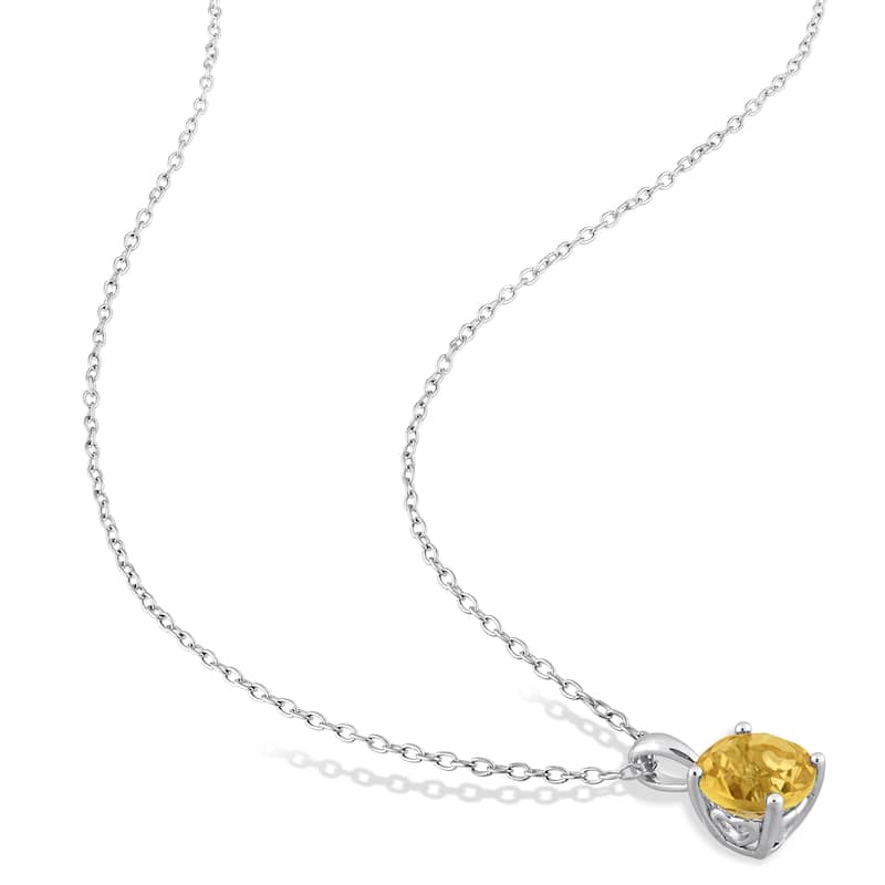 Miadora Gemstone Birthstone Earrings and Necklace Set Sterling Silver