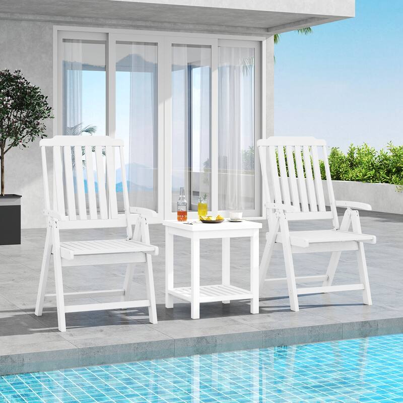Gymax 4PCS Foldable Patio Chair w/Armrest Curved Back Slatted Seat for
