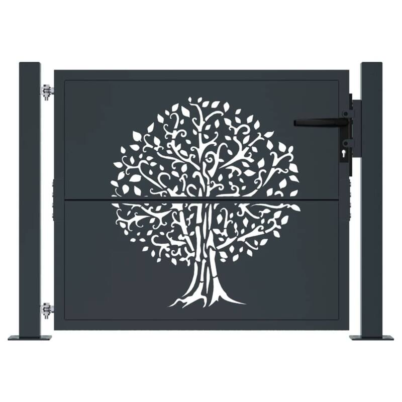 vidaXL Garden Gate Anthracite Steel Tree Design