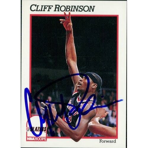 Shop Signed Robinson Cliff Portland Trail Blazers 1991 Nba Hoops Basketball Card Autographed Overstock 17690471