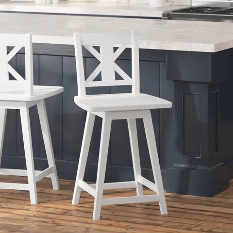 Modern Farmhouse Wooden Swivel Counter Stool