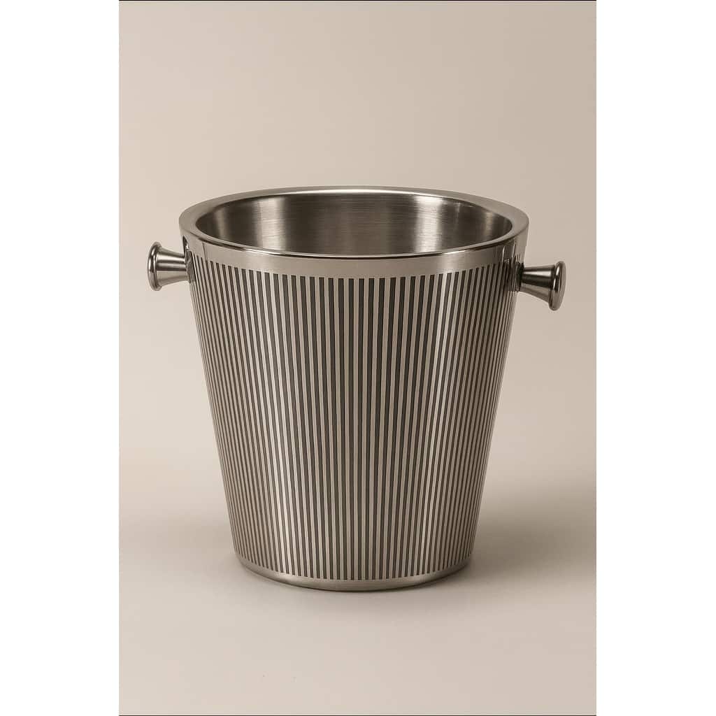 Stainless Steel Wine Cooler Vertical Stripe Ice Bucket 10.5"