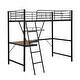 preview thumbnail 5 of 15, Twin Size Metal Loft Bed with L-Shaped Desk & Shelf & Full-Length Guardrail & Ladders