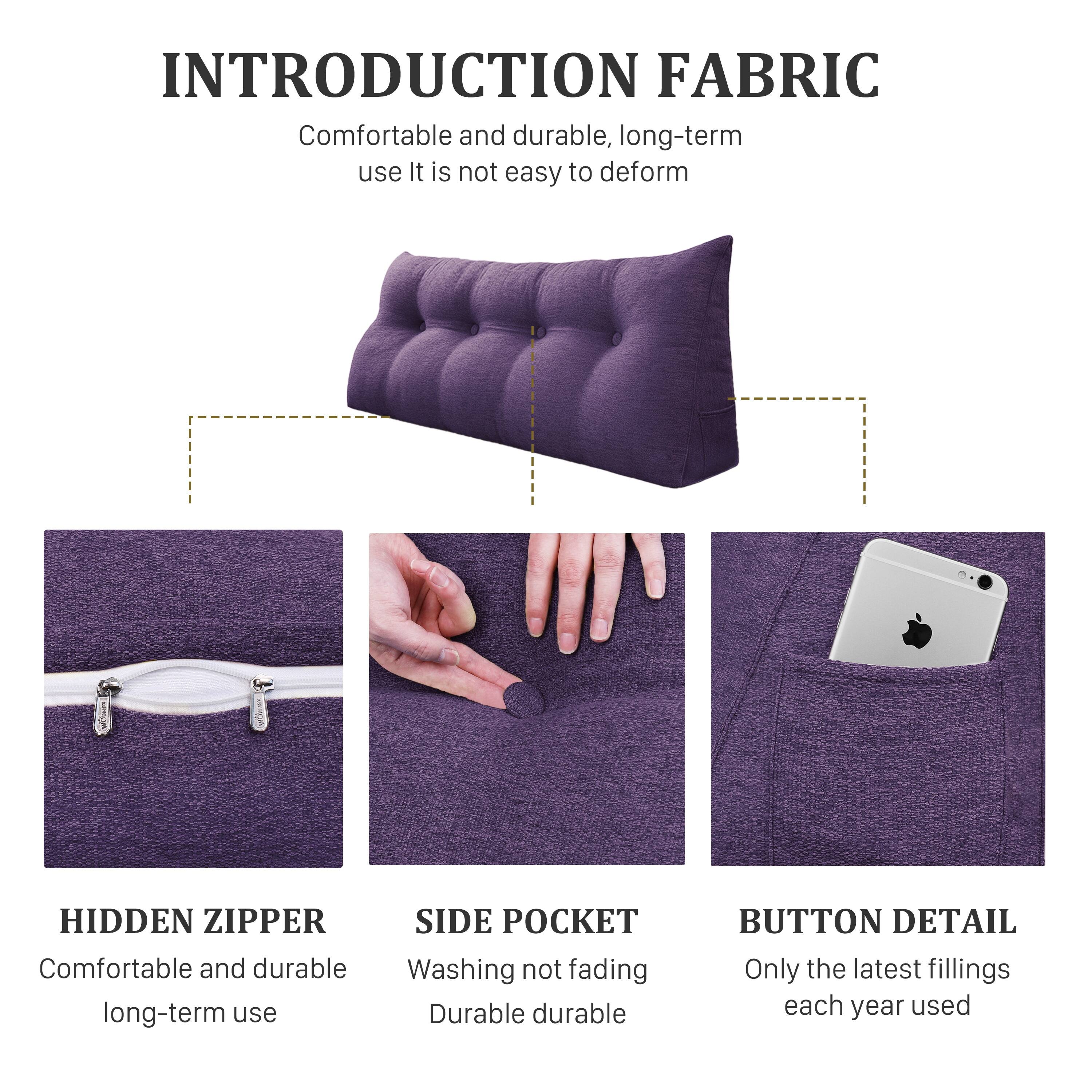 WOWMAX Backrest Bed Wedge Bolster Reading Pillow Headboard Lavender