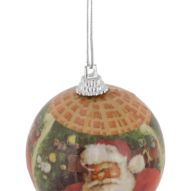 14-Piece Santa with List Decoupage Christmas Ball Ornament Set 2.25" (60mm)