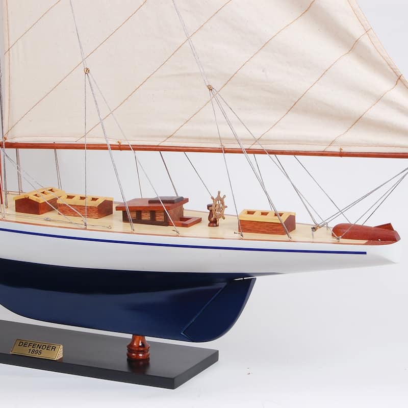 Defender painted Medium Sailboat Schooner Yacht Model 24 Inches Long - Multi-Color