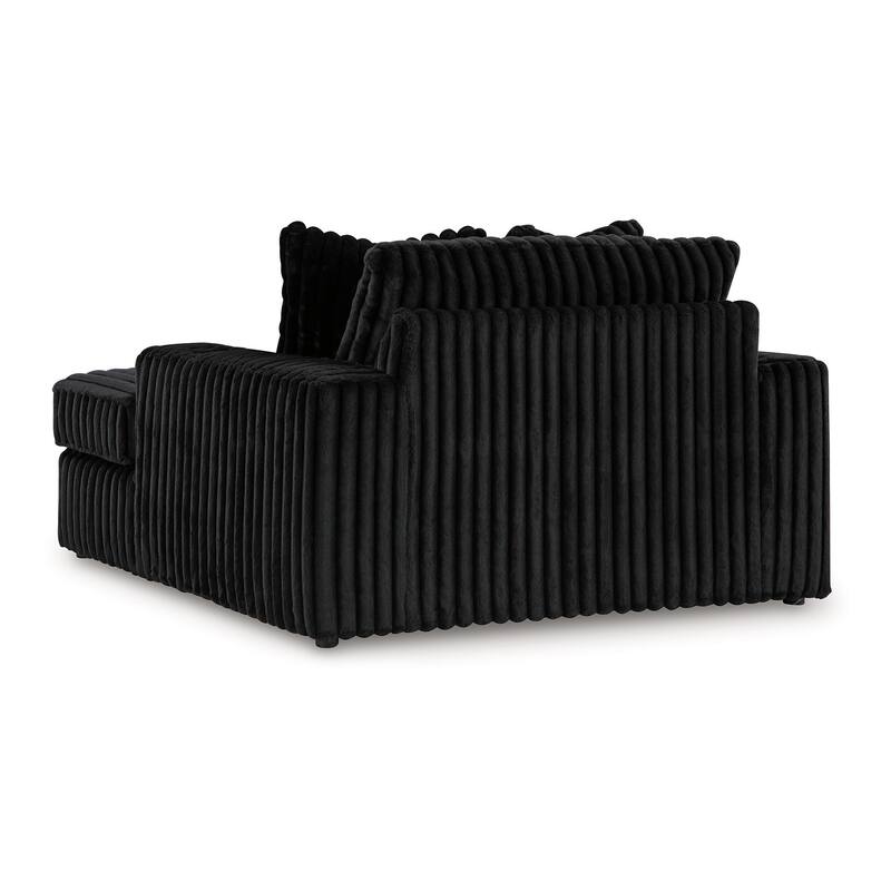 Addy Oversized Chaise, Black Jumbo Corduroy Fabric, 2 Pillows, 68 Inch