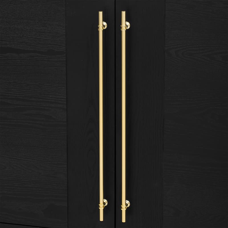 Buffet Cabinet with 4 Door, Sideboard Cabinet with Gold Handles, Wood Storage Cabinet with Adjustable Shelves聽
