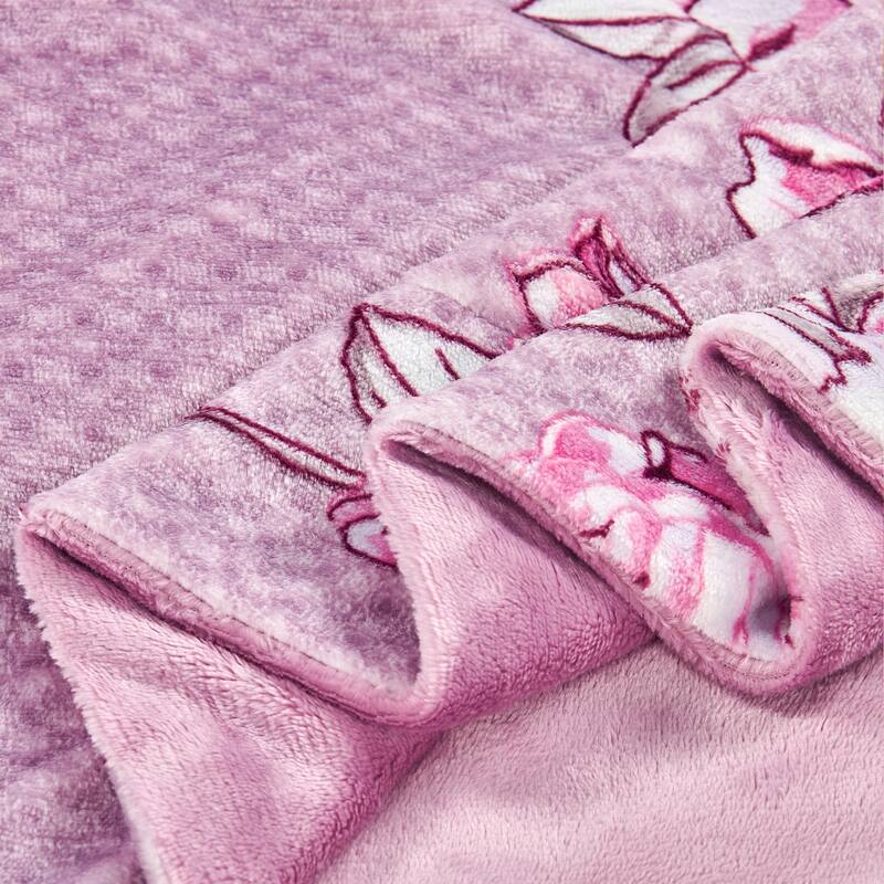 Printed Flannel Tropical Flower French / Puerto Rico Floral Throw