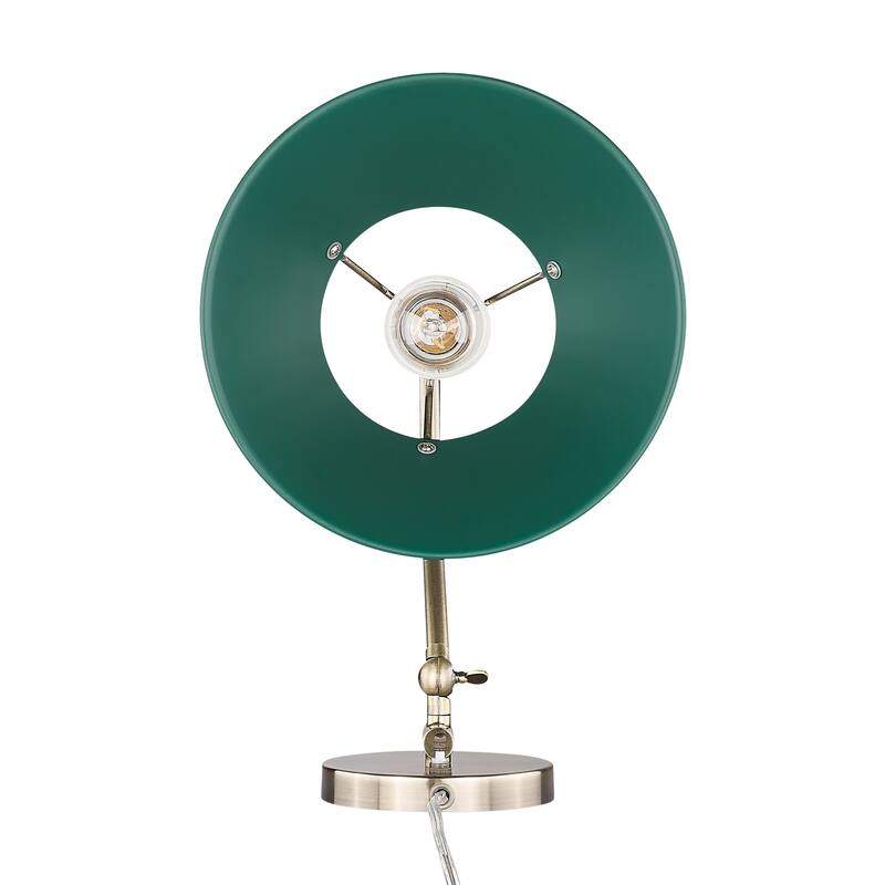 Yep by Golden Lighting Orwell 1-light Swing Arm Wall Lamp in Aged Brass and Pine Green shade - 1 Light Articulating Wall Sconce
