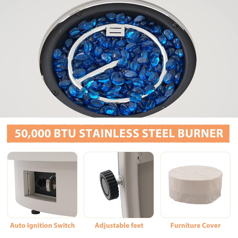 Outdoor 5-Piece Conversation Set with Fire Pit 3-Seater Sofa and Arm Chair