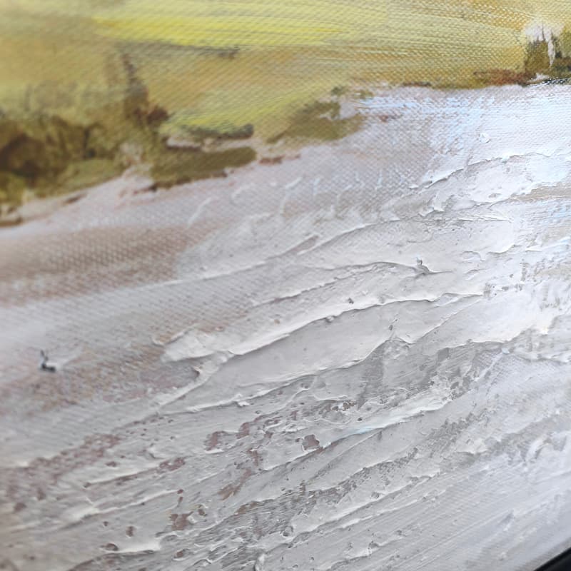 Framed Rustic Farmhouse Canvas Wall Art. Beautiful Field Painting Wildflower Barn Print Nature Scenery Picture