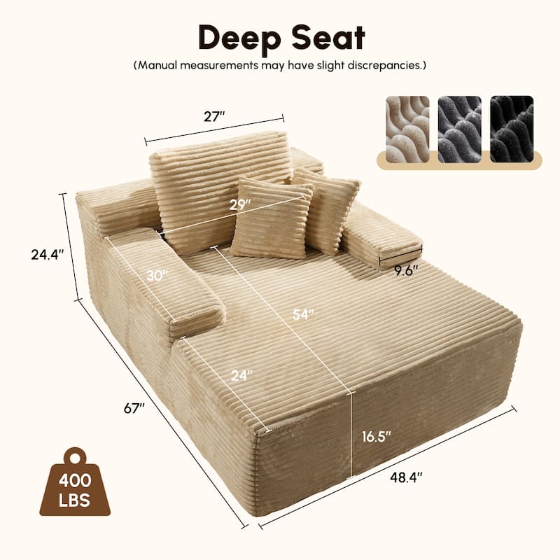 HOOOWOOO Modern Upgraded Fabric Sofa Chaise Lounge