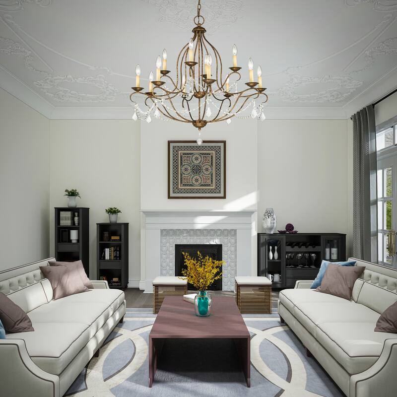 Livex Lighting Chesterfield 12 Light 2 Tier Chandelier with Crystal