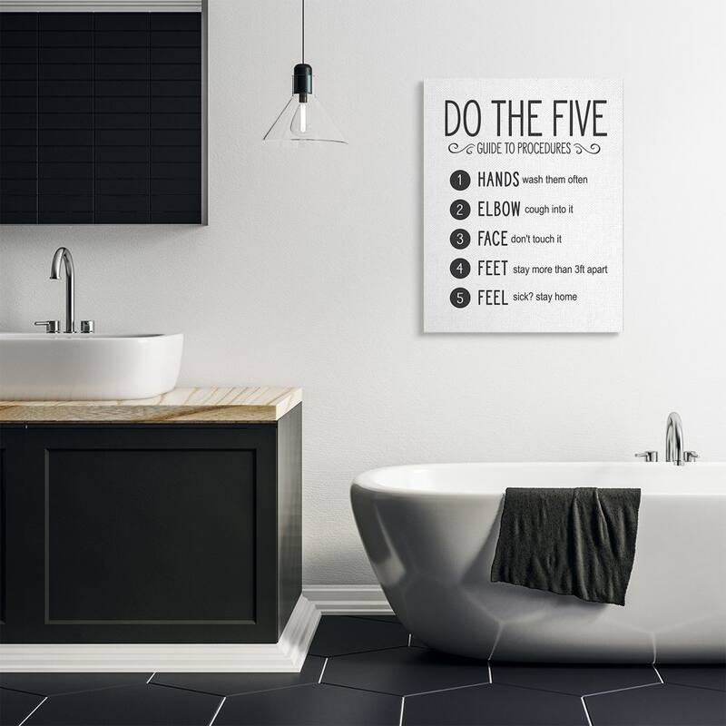 Stupell Five Procedures of Cleanliness Virus Office Sign Canvas Wall Art Design By Lettered and Lined