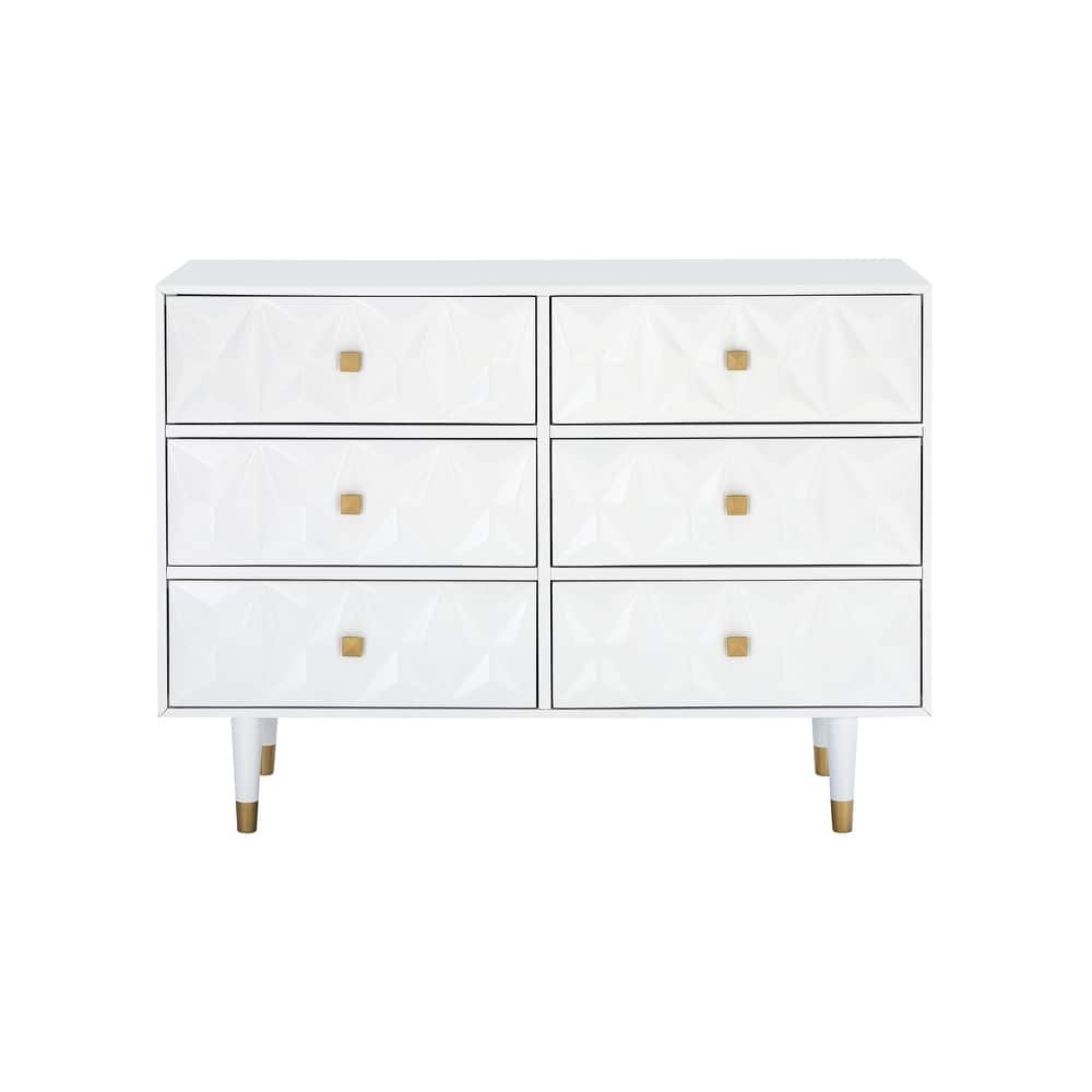 Bea Geometric Textured Glam 6-drawer Dresser
