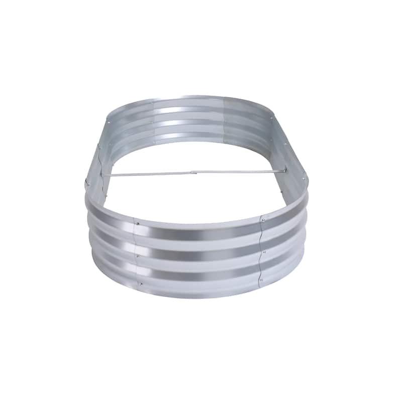 Silver Oval Raised Galvanized Steel Garden Bed Planter - 6' x 3'