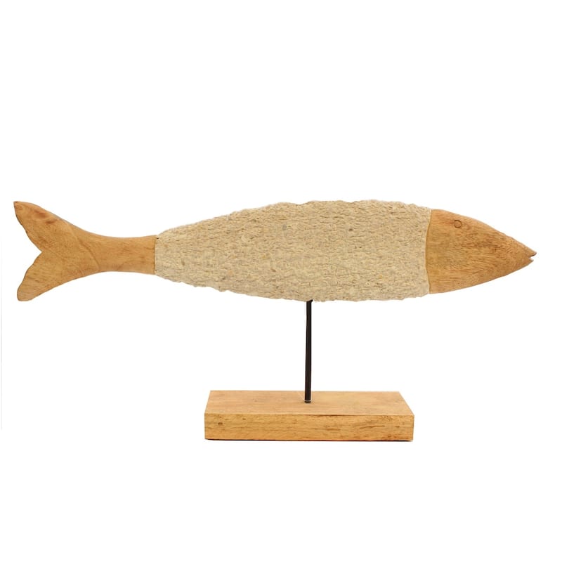 Large Wood & Stone Fish