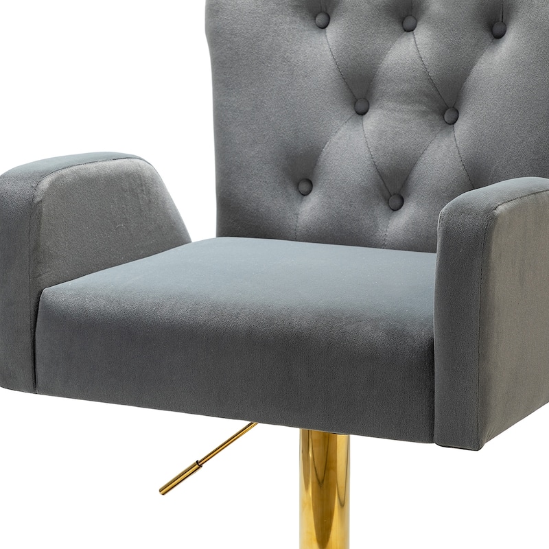 Loreto Modern Tufted Velvet Swivel chair with Adjustable Height Set of 2 by HULALA HOME