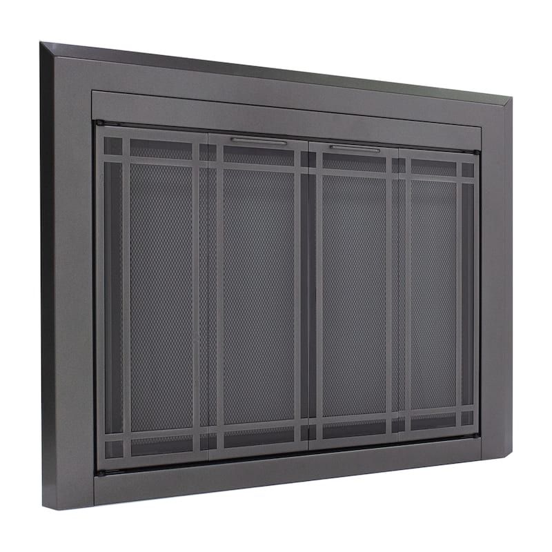 Pleasant Hearth Ellis Fireplace Glass Door Gunmetal