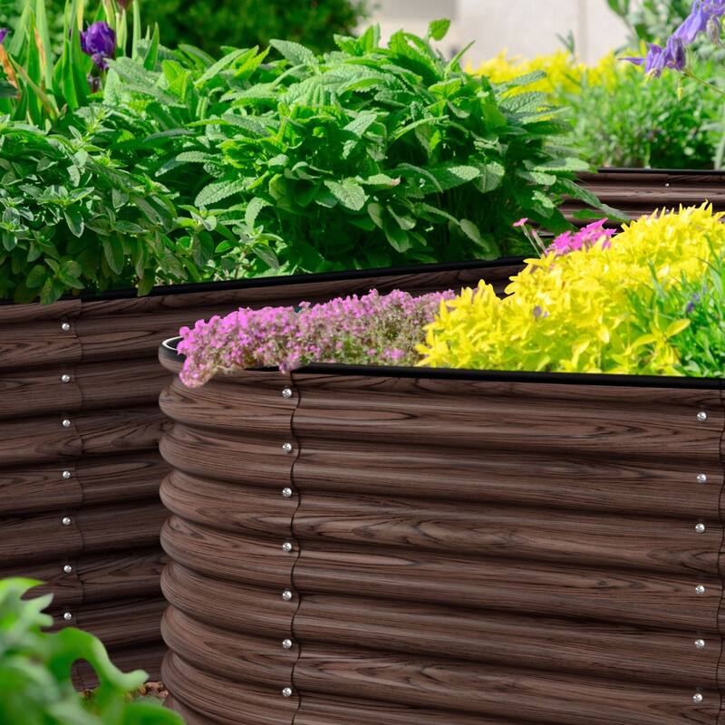 VEIKOUS 24''H Galvanized Raised Garden Bed, Durable Outdoor Planter Box with Rust-Resistant Steel