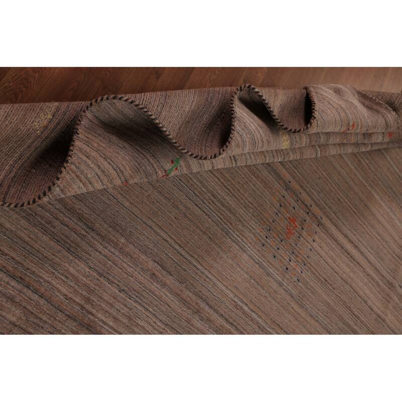 Brown Gabbeh Area Rug Handmade Tribal Oriental Wool Carpet - 8'2" x 9'10"
