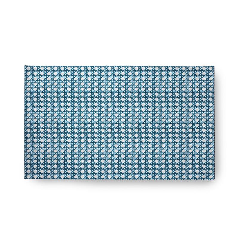 Rattan Geometric Rug - Unreal Teal - 18" x 30"
