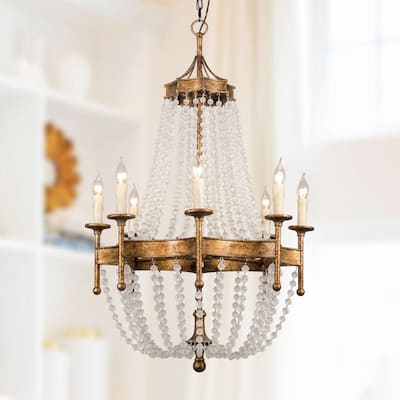 Century Bronze 28" Wide Crystal 8-Light Candle Chandelier